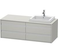 Duravit Vasque encastrable Ketho KT6757R0707 140x55x49,6 4 tiroirs découpe à droite Gris béton mat