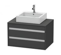 Duravit Ketho Meuble sous-vasque sur console suspendu, 800x496x550 mm, 2 tiroirs, pour vasque à poser au centre, KT665404949, Couleur: Décor graphite mat