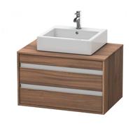 Duravit Ketho Meuble sous-vasque sur console suspendu, 800x496x550 mm, 2 tiroirs, pour vasque à poser au centre, KT665407979, Couleur: Décor noyer naturel