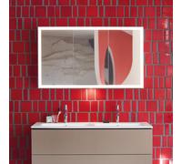 Duravit L-Cube armoire de toilette avec éclairage LED, blanc, 1200x155x700mm, 3 portes, prise de courant E, LC7553018181010, Exécution: avec éclairage du lavabo