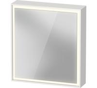 Duravit L-Cube armoire de toilette avec éclairage LED, blanc, 650x155x700mm, 1 porte, charnière à gauche, prise J, LC7550L18182010, Exécution: avec éclairage du lavabo