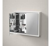 Duravit L-Cube armoire de toilette avec éclairage LED, blanc, 800x155x700mm, 2 portes, prise de courant E, LC7551018181010, Exécution: avec éclairage du lavabo
