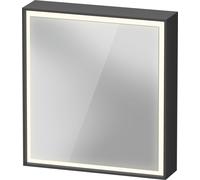 Duravit L-Cube armoire de toilette avec éclairage LED, graphite mat, 650x155x700mm, 1 porte, charnière à droite, prise E, LC7550R49490010, Exécution: avec éclairage du lavabo