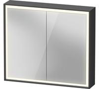 Duravit L-Cube armoire de toilette avec éclairage LED, graphite mat, 800x155x700mm, 2 portes, prise de courant E, LC7551049491000, Exécution: sans éclairage du lavabo