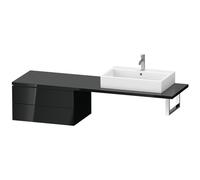 Duravit L-Cube meuble bas LC585904040 72 x 54,7 cm, noir brillant, pour console, 2 tiroirs