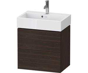 Duravit L-Cube bâti-support lavabo suspendu, Compact, 2 tiroirs, 584x544x391mm, LC621906969, Couleur: Noyer brossé Placage bois véritable