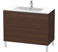 Duravit Meuble sous-lavabo L-Cube vertical, largeur 1020mm, profondeur 481mm, 2 tiroirs, pour moi par Starck Article 233610, Coloris: Noyer brossÃ© Placage bois vÃ©ritable - LC662706969