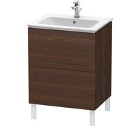 Duravit L-Cube bâti-support pour lavabo à poser, 2 tiroirs, 620x704x481mm, LC662506969, Couleur: Noyer brossé Placage bois véritable