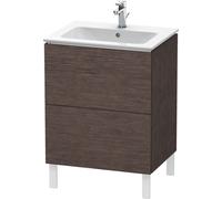 Duravit L-Cube bâti-support pour lavabo à poser, 2 tiroirs, 620x704x481mm, LC662507272, Couleur: placage en chêne véritable brossé foncé