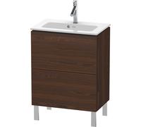 Duravit L-Cube bâti-support pour lavabo à poser, Compact, 2 tiroirs, 620x704x391mm, LC667306969, Couleur: Noyer brossé Placage bois véritable
