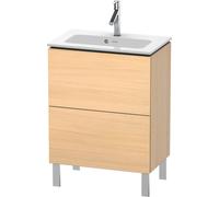 Duravit L-Cube bâti-support pour lavabo à poser, Compact, 2 tiroirs, 620x704x391mm, LC667307171, Couleur: Placage chêne méditerranéen en bois véritable
