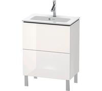 Duravit L-Cube bâti-support pour lavabo à poser, Compact, 2 tiroirs, 620x704x391mm, LC667308585, Couleur: Laque brillante blanche