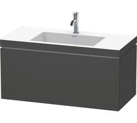 Duravit L-Cube c-bonded Ensemble suspendu, 1 tiroir, sans trop-plein, 1 trou pour robinet, 1000x500x480mm, LC6918O4949, Couleur: Décor graphite mat