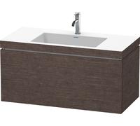 Duravit L-Cube c-bonded Ensemble suspendu, 1 tiroir, sans trop-plein, 1 trou pour robinet, 1000x500x480mm, LC6918O7272, Couleur: placage en chêne véritable brossé foncé