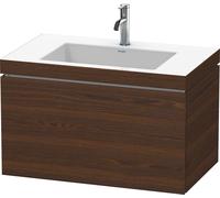 Duravit L-Cube c-bonded Ensemble suspendu, 1 tiroir, sans trop-plein, 1 trou pour robinet, 800x500x480mm, LC6917O6969, Couleur: Noyer brossé Placage bois véritable