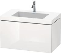 Duravit L-Cube c-bonded Ensemble suspendu, 1 tiroir, sans trop-plein, 1 trou pour robinet, 800x500x480mm, LC6917O2222, Couleur: Décor blanc brillant