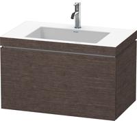 Duravit L-Cube c-bonded Ensemble suspendu, 1 tiroir, sans trop-plein, 1 trou pour robinet, 800x500x480mm, LC6917O7272, Couleur: placage en chêne véritable brossé foncé