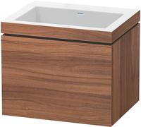 Duravit L-Cube c-bonded Ensemble suspendu, 1 tiroir, sans trop-plein, sans trou pour robinetterie, 600x500x480mm, LC6916N7979, Couleur: Décor noyer naturel