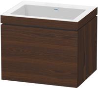 Duravit L-Cube c-bonded Ensemble suspendu, 1 tiroir, sans trop-plein, sans trou pour robinetterie, 600x500x480mm, LC6916N6969, Couleur: Noyer brossé Placage bois véritable
