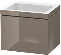 Duravit L-Cube c-bonded Ensemble suspendu, 1 tiroir, sans trop-plein, sans trou pour robinetterie, 600x500x480mm, LC6916N8989, Couleur: Laque haute brillance Gris Flanelle
