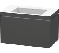 Duravit L-Cube c-bonded Ensemble suspendu, 1 tiroir, sans trop-plein, sans trou pour robinetterie, 800x500x480mm, LC6917N4949, Couleur: Décor graphite mat
