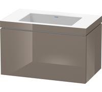 Duravit L-Cube c-bonded Ensemble suspendu, 1 tiroir, sans trop-plein, sans trou pour robinetterie, 800x500x480mm, LC6917N8989, Couleur: Laque haute brillance Gris Flanelle