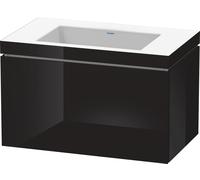 Duravit L-Cube c-bonded Ensemble suspendu, 1 tiroir, sans trop-plein, sans trou pour robinetterie, 800x500x480mm, LC6917N4040, Couleur: Laque noire brillante