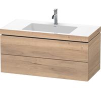 Duravit L-Cube c-bonded Ensemble suspendu, 2 tiroirs, sans trop-plein, 1 trou pour robinet, 1000x500x480mm, LC6928O5555, Couleur: Décor chêne marbré