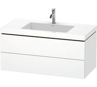 Duravit L-Cube c-bonded Ensemble suspendu, 2 tiroirs, sans trop-plein, 1 trou pour robinet, 1000x500x480mm, LC6928O8484, Couleur: Blanc super mat Décor