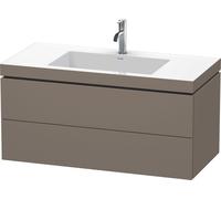Duravit L-Cube c-bonded Ensemble suspendu, 2 tiroirs, sans trop-plein, 1 trou pour robinet, 1000x500x480mm, LC6928O9090, Couleur: Flanelle Vernis gris satiné mat soyeux