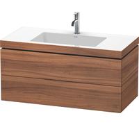 Duravit L-Cube c-bonded Ensemble suspendu, 2 tiroirs, sans trop-plein, 1 trou pour robinet, 1000x500x480mm, LC6928O7979, Couleur: Décor noyer naturel