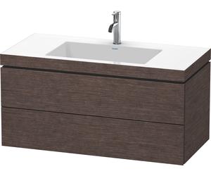 Duravit L-Cube c-bonded Ensemble suspendu, 2 tiroirs, sans trop-plein, 1 trou pour robinet, 1000x500x480mm, LC6928O7272, Couleur: placage en chêne véritable brossé foncé