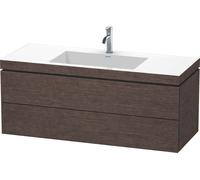 Duravit L-Cube c-bonded Ensemble suspendu, 2 tiroirs, sans trop-plein, 1 trou pour robinet, 1200x500x480mm, LC6929O7272, Couleur: placage en chêne véritable brossé foncé