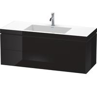 Duravit L-Cube c-bonded Ensemble suspendu, 2 tiroirs, sans trop-plein, 1 trou pour robinet, 1200x500x480mm, LC6929O4040, Couleur: Laque noire brillante