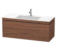Duravit L-Cube c-bonded Ensemble suspendu, 2 tiroirs, sans trop-plein, 1 trou pour robinet, 1200x500x480mm, LC6929O2121, Couleur: DÃ©cor noyer foncÃ©