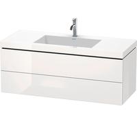 Duravit L-Cube c-bonded Ensemble suspendu, 2 tiroirs, sans trop-plein, 1 trou pour robinet, 1200x500x480mm, LC6929O8585, Couleur: Laque brillante blanche