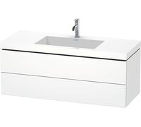 Duravit L-Cube c-bonded Ensemble suspendu, 2 tiroirs, sans trop-plein, 1 trou pour robinet, 1200x500x480mm, LC6929O8484, Couleur: Blanc super mat Décor