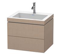 Duravit L-Cube c-bonded Ensemble suspendu, 2 tiroirs, sans trop-plein, 1 trou pour robinet, 600x500x480mm, LC6926O7575, Couleur: Décor en lin