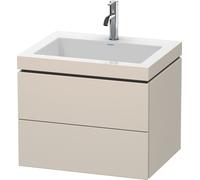 Duravit L-Cube c-bonded Ensemble suspendu, 2 tiroirs, sans trop-plein, 1 trou pour robinet, 600x500x480mm, LC6926O8383, Couleur: Décor taupe super mat