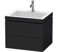 Duravit L-Cube c-bonded Ensemble suspendu, 2 tiroirs, sans trop-plein, 1 trou pour robinet, 600x500x480mm, LC6926O1616, Couleur: Décor chêne noir