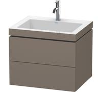 Duravit L-Cube c-bonded Ensemble suspendu, 2 tiroirs, sans trop-plein, 1 trou pour robinet, 600x500x480mm, LC6926O9090, Couleur: Flanelle Vernis gris satiné mat soyeux