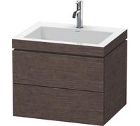Duravit L-Cube c-bonded Ensemble suspendu, 2 tiroirs, sans trop-plein, 1 trou pour robinet, 600x500x480mm, LC6926O7272, Couleur: placage en chêne véritable brossé foncé