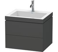 Duravit L-Cube c-bonded Ensemble suspendu, 2 tiroirs, sans trop-plein, 1 trou pour robinet, 600x500x480mm, LC6926O4949, Couleur: Décor graphite mat