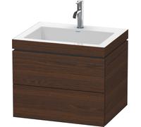 Duravit L-Cube c-bonded Ensemble suspendu, 2 tiroirs, sans trop-plein, 1 trou pour robinet, 600x500x480mm, LC6926O6969, Couleur: Noyer brossé Placage bois véritable