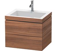 Duravit L-Cube c-bonded Ensemble suspendu, 2 tiroirs, sans trop-plein, 1 trou pour robinet, 600x500x480mm, LC6926O7979, Couleur: Décor noyer naturel