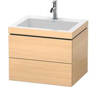 Duravit L-Cube c-bonded Ensemble suspendu, 2 tiroirs, sans trop-plein, 1 trou pour robinet, 600x500x480mm, LC6926O7171, Couleur: Placage chêne méditerranéen en bois véritable