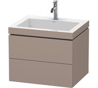 Duravit L-Cube c-bonded Ensemble suspendu, 2 tiroirs, sans trop-plein, 1 trou pour robinet, 600x500x480mm, LC6926O4343, Couleur: Décor basalte mat