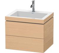 Duravit L-Cube c-bonded Ensemble suspendu, 2 tiroirs, sans trop-plein, 1 trou pour robinet, 600x500x480mm, LC6926O3030, Couleur: Décor chêne naturel