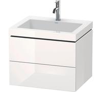 Duravit L-Cube c-bonded Ensemble suspendu, 2 tiroirs, sans trop-plein, 1 trou pour robinet, 600x500x480mm, LC6926O2222, Couleur: Décor blanc brillant