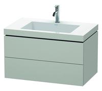 Duravit L-Cube c-bonded Ensemble suspendu, 2 tiroirs, sans trop-plein, 1 trou pour robinet, 800x500x480mm, LC6927O0707, Couleur: DÃ©cor gris bÃ©ton mat